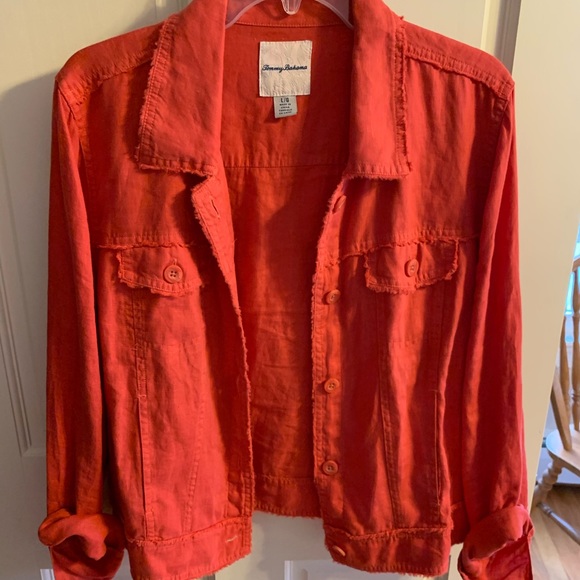 Tommy Bahama Jackets & Blazers - Tommy Bahama Women's Two Palms Linen Raw-Edge Jacket